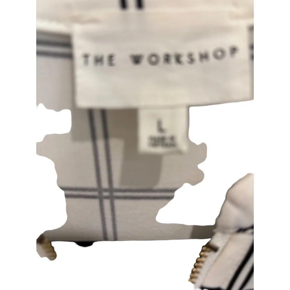 The Workshop Cap Sleeve 1/4 Zip Black White Plaid Top Size Large NWT - Picture 4 of 4